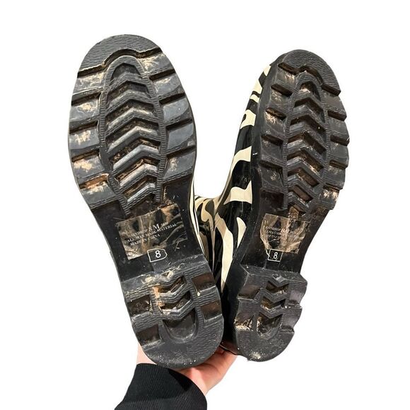 Dirty Laundry Black and White Zebra Print Rain Boots - Picture 9 of 11